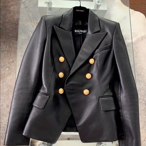 Balmain Double breasted leather blazer size 36